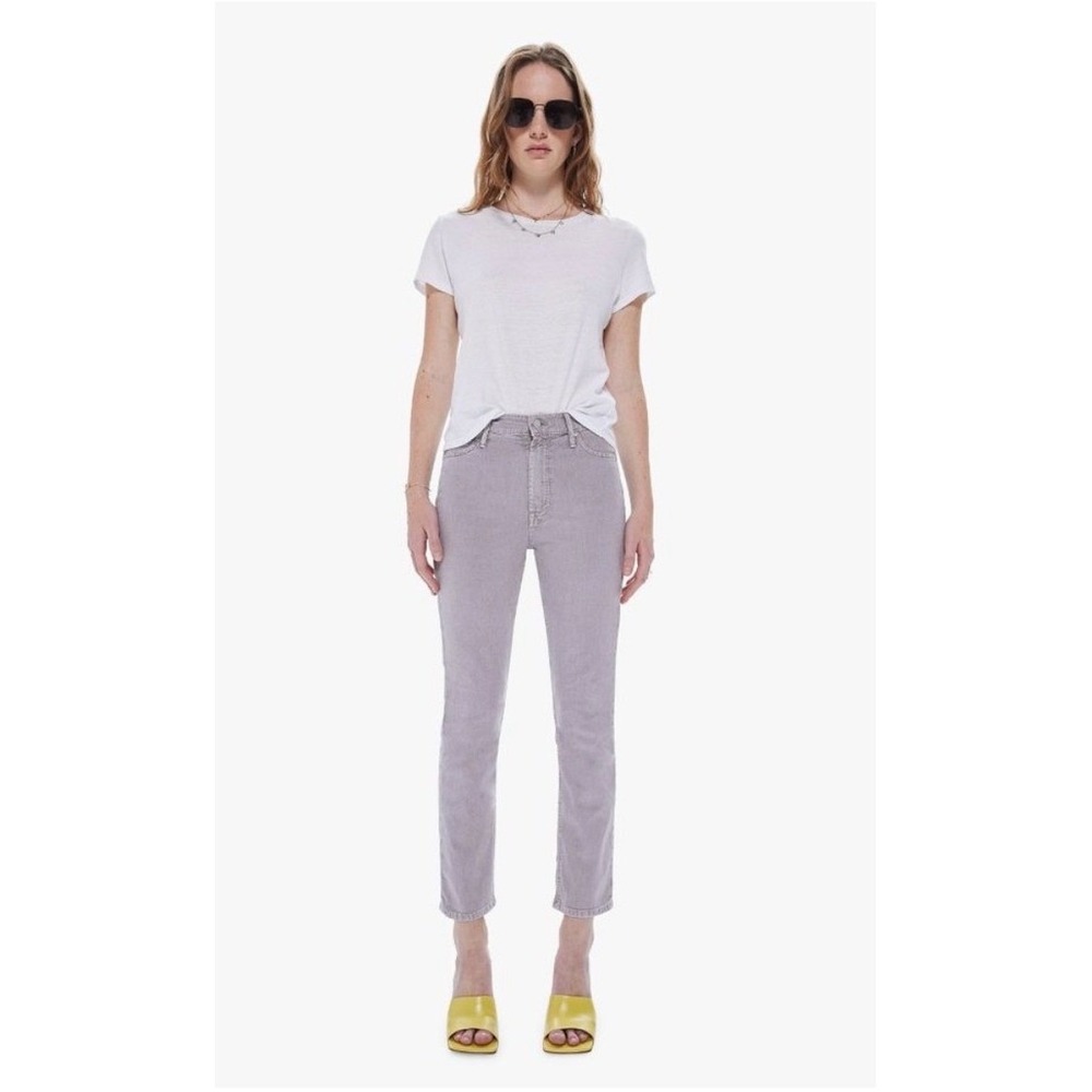 Mother The Dazzler Ankle Chalk It Up Rainy Day Grey Slim Straight Jeans Size 29